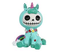 Ebros Gift Cyan Furrybones Unie The Cloud Sky Rainbow Unicorn Skeleton with Colorful Flowers Figurine 3" Tall Furry Bones Mystical Sacred Unicorns of The Glade Collectible