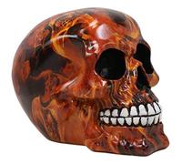 Ebros Gift Day of The Dead Dante's Inferno Burning Hell Fire Tattoo Sugar Skull Statue As Decorative Halloween Prop Gothic Haunted Themed Skeleton Cranium Figurine