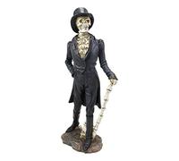 Ebros Gift Day of The Dead DOD Skeleton Gentleman Groom in Steampunk Tailcoat Tuxedo and Top Hat with Skeletal Bones Swagger Walking Cane Figurine As Ossuary Macabre Halloween Skeletons Decor Statue