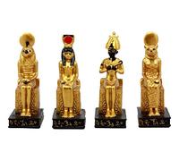 Ebros Gift Egyptian Gods Horus Osiris Sekhmet and Isis Seated On Thrones Figurine Set of 4 Decorative Miniatures 3.75" H