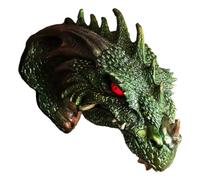 Ebros Gift Fantasy Metallic Green Spiked Dragon Head Wall Decor Plaque With LED Illuminated Eyes Dungeons And Dragons Medieval Renaissance Legends Hanging Sculpture Home Decor