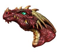 Ebros Gift Fantasy Volcanic Fire Red Spiked Dragon Head Wall Decor Plaque With Color Changing LED Illuminated Eyes Dungeons And Dragons Medieval Renaissance Legends Hanging Sculpture Home Decor