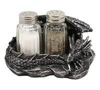 Ebros Gift Fire Spice Gothic Medieval Sleeping Dragon Salt And Pepper Shakers Holder Figurine Set 5.75"L As Dungeons And Dragons Medieval Fantasy Kitchen Decor Accent