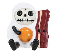Ebros Gift Furry Bones Breakfast Sunny Side Up Egg and Bacon Skeleton Collectible Figurine Skeletons Monster Halloween Macabre Ossuary Furry Bones Sculpture