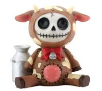 Ebros Gift Furry Bones Brown Moo Moo Milk Cow with Pink Udders and Milk Jug Skeleton Figurine 2.25" Tall Sit Up Furrybones Bovine Holstein Cows Ossuary Macabre Gothic Collectible Sculpture