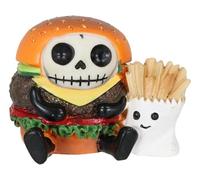 Ebros Gift Furry Bones Comfort Food Stacked Up Hamburger Sandwich with Fries Skeleton Collectible Figurine Skeletons Monster Halloween Macabre Ossuary Furry Bones Sculpture