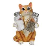 Ebros Gift Furry Feline Kitty Cat Glass Salt And Pepper Shakers Holder Figurine 8.25"H Crazy For Cats Kitten Animal Pet Decor For Kitchen And Dining Entertainment (Orange Tabby)