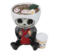 Ebros Gift Furrybones Ramon Japanese Ramen Bowl with Noodles Master Chef Skeleton Home Decor Figurine Furry Bones Skulls Skeletons Halloween Sculpture