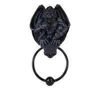 Ebros Gift Gothic Warden Sentry Guardian Gargoyle Head Door Knocker with Metal Ring Knocking Ball Sculpture Halloween Spirit Mythical Accent