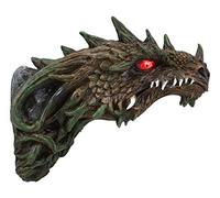 Ebros Gift Green Dragon Head Wall Art with Red LED Light Up Eyes Dungeons and Dragons Medieval Legends Renaissance Wall Hanging Home Decor