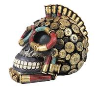 Ebros Gift Hunters 12 Gauge Shotgun Bullet Shell Casings Marauder Punk Mohawk Skull Figurine Junkyard Wardogs Skeleton Cranium for Halloween Day of The Dead Ossuary Macabre Graveyard Collectible