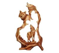 Ebros Gift Large Nature Rustic Faux Wood Carving Wildlife Woodlands Scene Howling Wolf Bust with Wolf Pack Family On Rocky Landscape Figurine Artistic 3D Cutout Animal Spirit Wolves