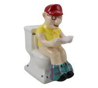 Ebros Gift Morning Routine Reading Old Grandpa With Pants Down Sitting On Toilet Seat Ceramic Salt And Pepper Shakers Set Figurines Funny Novelty Kitchen Dining Decorative Centerpiece