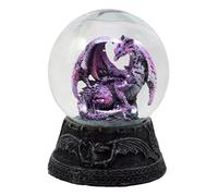 Ebros Gift Mythical Purple Midnight Dragon Water Globe Figurine With Glitters 4.75" H Sparkly Glitter Globe Collectible