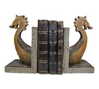 Ebros Gift Nautical Coastal Sea Kingdom Scandinavian Viking Dragon Longship Prow Ship Bookends Set of Two Figurines Ancient Legends Library Office Study Desk Shelf Bookend Sculptures