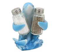 Ebros Gift Nautical Ocean Marina Dolphin Rising Above Sea Waves Hugging Salt And Pepper Shakers Holder Figurine Stand For Coastal Beach Marine Wildlife Dolphins Enthusiasts