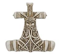 Ebros Gift North Mythology Son of Odin Thor Hammer Wall Decor Viking God Thor Bone Mjolnir Wall Decor Plaque Thunder Deity Ragnarok Prose Edda Avatar Figurine Collectible