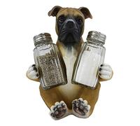 Ebros Gift Realistic Fawn Boxer Puppy Dog Hugging Glass Salt Pepper Shakers Holder Decorative Statue 6.25"High Resin Dogs Boxers Memorial Pets Pet Pal Animal Home Kitchen Spice Organizer Figurine