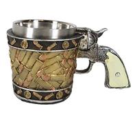 Ebros Gift Rustic Western Sheriff Cowboy Revolver Gun Pistol With Bullet Round Shells Small Coffee Mug 6oz Wild West Hunters Bullets Shell Design Drinkware Centerpiece Decor