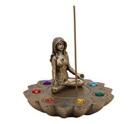 Ebros Gift Sacred Moon Feminine Triple Goddess Yoga Meditation with Chakra Zone Color Beads Lotus Flower Incense Stick Holder Burner Figurine Zen Feng Shui Vastu Home Fragrance Tabletop Altar Decor