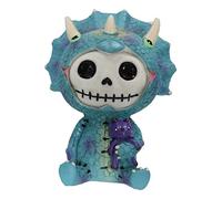 Ebros Gift Small Furry Bones Jurassic Prehistoric Triceratops Dinosaur Spike Skeleton Monster Figurine 3.5" Tall Collectible Furrybones Skulls Skeletons in Halloween Costume Monster Miniature Statue