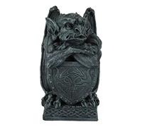 Ebros Gift Stoic Warrior Guardian Notre Dame Gargoyle Holding Gothic Skull Shield Figurine Medieval Renaissance Cathedral Era Collectible Accent