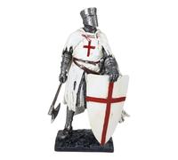 Ebros Gift Templar White Cloak Caped Medieval Crusader Axeman Knight at Battle Day's End Figurine 7.25" H Medieval Royal Suit of Armor Knight of The Cross Resin Collectible