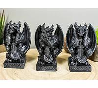 Ebros Gift Three Wise Dragons See Hear Speak No Evil Sentinel Guardian Dragons On Celtic Pedestal Collectible Figurine Miniature Set of 3 As Myth and Legends Fantasy Decor Medieval Renaissance Arts