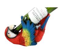 Ebros Gift Tropical Rio Rainforest Red Scarlet Macaw Parrot Wine Bottle Holder Caddy Figurine 10.25"" Long Kitchen Dining Party Hosting Decor Statue o