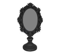 Ebros Gift Victorian Black Gothic Roses Floral Decorative Vanity Dressing Desktop Table Mirror Oval Shaped Figurine with Dark Alchemy Ossuary Macabre Boudoir Accent
