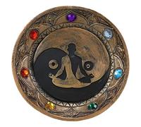 Ebros Gift Yoga Meditation Yin Yang Symbol with Chakra Zone Color Beads Incense Sticks Holder Burner Round Dish Medallion Figurine 5" Diameter Zen Feng Shui Vastu Home Fragrance Tabletop Altar Decor