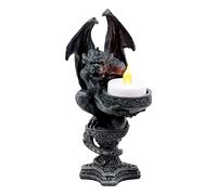 Ebros Gothic Wyvern Gargoyle Candle Holder Guardian Kneeling Servant Tea Light Candle Figurine 6.75" H