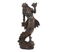 Ebros Greek Mythology God of The Seas and Tremors Merman Poseidon Statue Neptune Holding Ocean Sea Conch Figurine Nautical Coastal Collection Roman Greco Olympian Gods Decor Sculpture