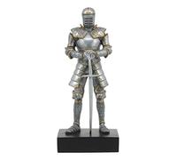 Ebros Italian Medieval Knight Champion Standing Ground Statue On Black Pedestal Base 9" Tall Suit of Armor Long Swordsman Figurine