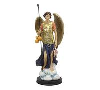 Ebros Large Catholic Church Archangel Raphael with Staff and Healing Oil Statue 14" Tall Saint Rafael God's Healing and Restoration Decorative Altar Figurine