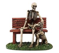 Ebros Love Never Dies Skeleton Man Patting His Buddy Dog by Park Bench Figurine 5" Tall Day of The Dead Eternal Friendship Decorative Skeletons Skulls Ossuary Macabre Accent