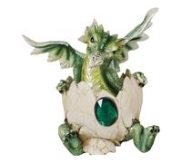 Ebros May Birthstone Dragon Egg Statue 4.75" Tall Green Emerald May Birthstone Gem Symbol Hatchling Dragon Collector Figurine