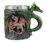 Ebros Myths And Legends The Conception Of Red Fire Oberon Dragon Beer Stein Tankard Coffee Cup Mug With Green Dragon Handle Great Gift For Dragon Lovers Party Hosting GOT Hobbit LOTR (Green Dragon)