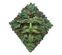 Ebros Nature Spirit God Summer Berry Diamond Shaped Celtic Greenman Hanging Wall Sculpture Decor Plaque 9" High Wiccan Tree Of Life Forest Shepherd Horned God Cernunnos Ent Mythical Fantasy Decorative