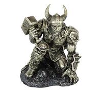 Ebros Norse Viking Full Armored God of Thunder Thor Battle Wielding Mjolnir Hammer Figurine Collectible Medieval Myths Legends and Fantasy Sculptural Shelf Mantel Table Top Accent