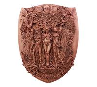 Ebros Pagan Wiccan Triple Goddess Maiden Mother Crone Shield Wall Plaque 14"H Triple Moon Wall Decor Sculpture Celtic Irish Feminism Gods Hanging Shield Statue