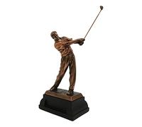 Ebros 'Perfect Swing' Professional Golfer Swinging Golf Club Statue 15" Tall Bronze Electroplated Resin with Trophy Base Pro Golfers Driving Range Office Study Library Desktop Accent Figurine