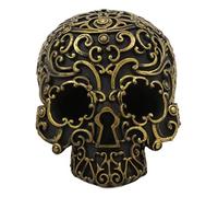 Ebros Royal Persian Black and Gold Keyhole Skull Statue 6" Long As Alchemy Macabre Ossuary Decor Skeleton Cranium for Halloween Day of The Dead Gothic Accessory Accent Figurine Sculpture