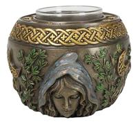 Ebros Sacred Moon Triple Goddess Maiden Expectant Mother and Crone Occult Wicca Pagan Decorative Tea Light Votive Candle Holder Figurine 3.5" Wide Occultism Spiritualism Supernatural Accent Decor