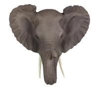 Ebros Safari African Bush Elephant Wall Bust Sculpture 9"Tall Majestic Noble Elephant Head Hanging Wall Decor Figurine For Wild Animal Lovers