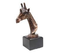 Ebros Safari Artiodactyl Giraffe Head Bust Statue in Bronze Electroplated Finish with Trophy Base Savannah Reticulated Giraffes Animal Figurine Madagascar Wildlife Decor