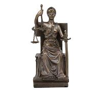 Ebros Seated Lady Justice in Blindfold with Scales and Sword Statue 8.25" Tall Greek Goddess La Justica Dike Figurine in Faux Bronze Resin for Lawyers White House Supreme Court Fans