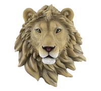 Ebros Simba Safari King Of The Jungle Lion Head Wall Decor Plaque 9.25"Tall Taxidermy Art Sculpture Alpha Pride Lions Hanging Bust Plaques