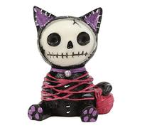 Ebros Small Furry Bones Black and Purple Voodoo Mao Cat in Yarn Bondage Skeleton Figurine 2.25" Tall Collectible Furrybones Skulls Skeletons in Halloween Costume Monster Miniature Statue