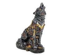 Ebros Steampunk Silver Robotic Alpha Wolf Howling Statue with Sculpted Clockwork Gears Base 7.5" Tall Lycan Werewolf Cyborg Wolves Figurine Victorian Sci Fi Prototype